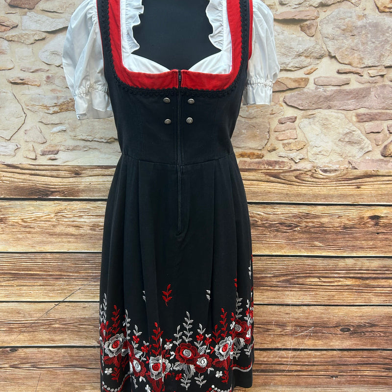 Vintage Dirndl 3-teilig | Gr. 42/44 – Schwarz & Rot