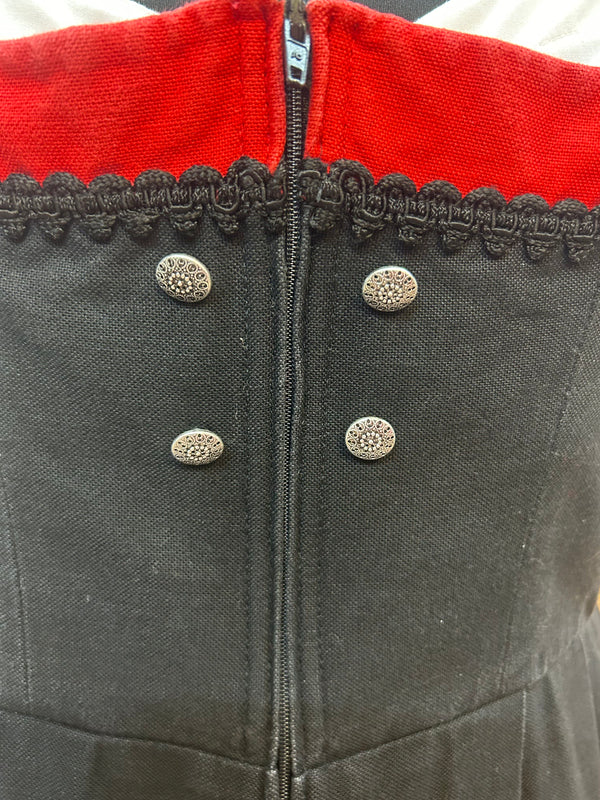 Vintage Dirndl 3-teilig | Gr. 42/44 – Schwarz & Rot