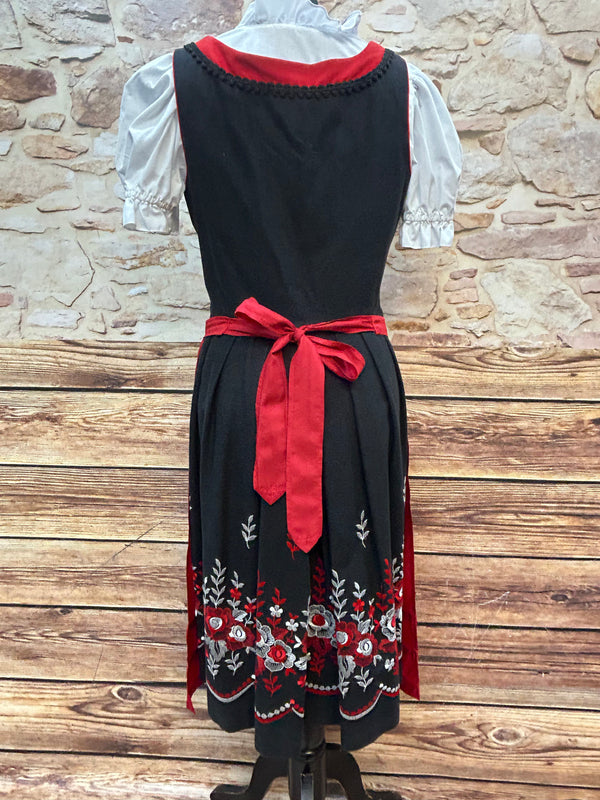 Vintage Dirndl 3-teilig | Gr. 42/44 – Schwarz & Rot