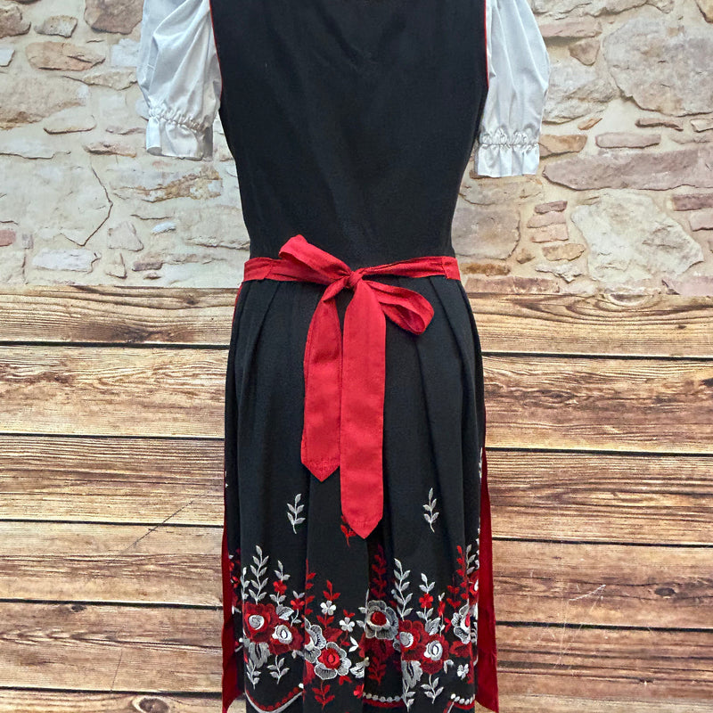 Vintage Dirndl 3-teilig | Gr. 42/44 – Schwarz & Rot