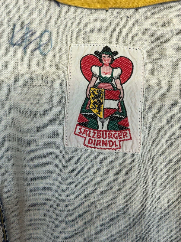 Vintage Dirndl 3-teilig, Stickerei | Gr. 38/40 – Blau & Gelb