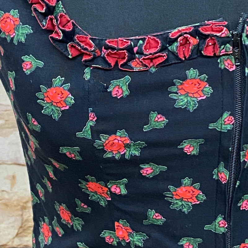 Vintage Dirndl von Almsach schwarz geblümt, Gr.34