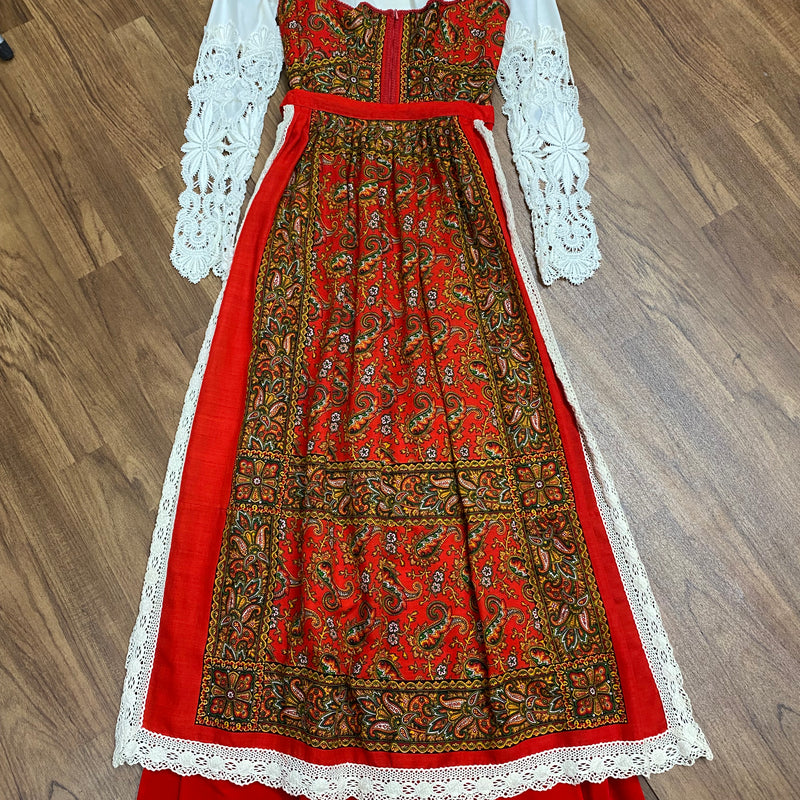 Langes Vintage Dirndl Trachtenkleid True Vintage Wendelstein Gr.38, fällt kleider aus, inklusiv Schürze und Bluse