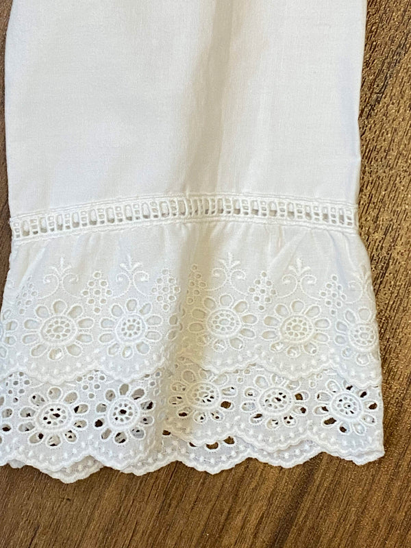 Vintage Dirndlbluse Weiß mit Spitze, Gr. 40, 1980er
