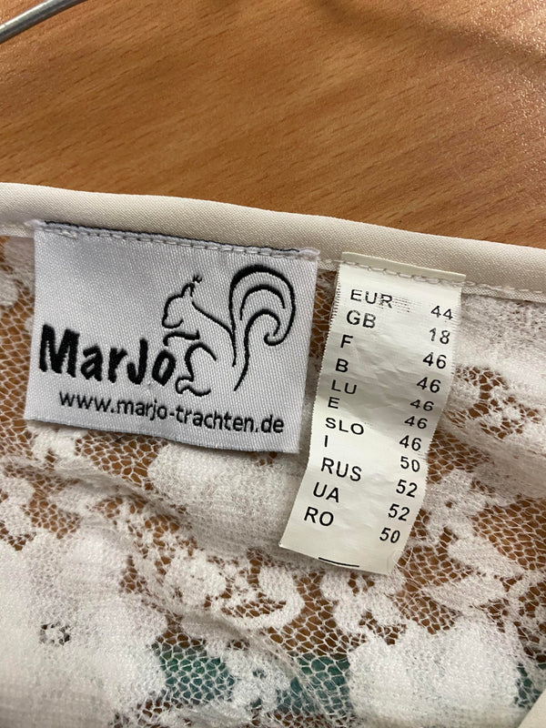 Dirndlbluse Spitze Weiß Gr. 44 – Hochwertige Trachtenbluse aus Spitze, kurze Ärmel