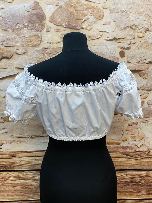 Dirndlbluse Landhaus C&A – Schulterfrei, Spitze, Größe 40