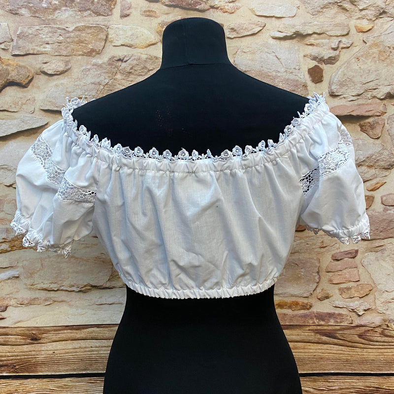 Dirndlbluse Landhaus C&A – Schulterfrei, Spitze, Größe 40