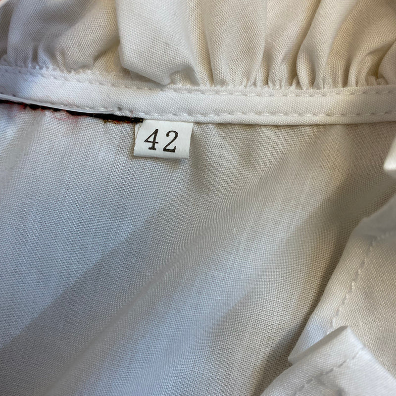 Vintage Dirndlbluse Weiß mit Rüschen – Gr. 42