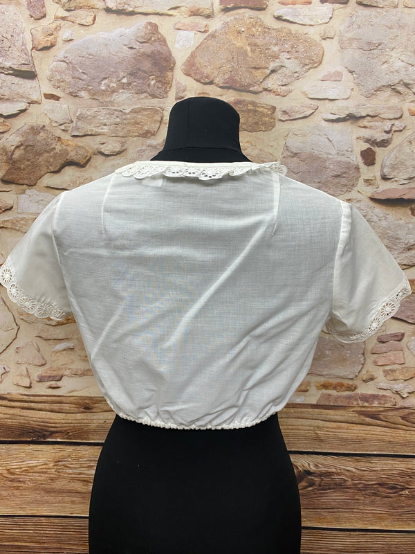 Dirndlbluse Damen Größe 42 – offwhite, hochgeschlossen, vintage