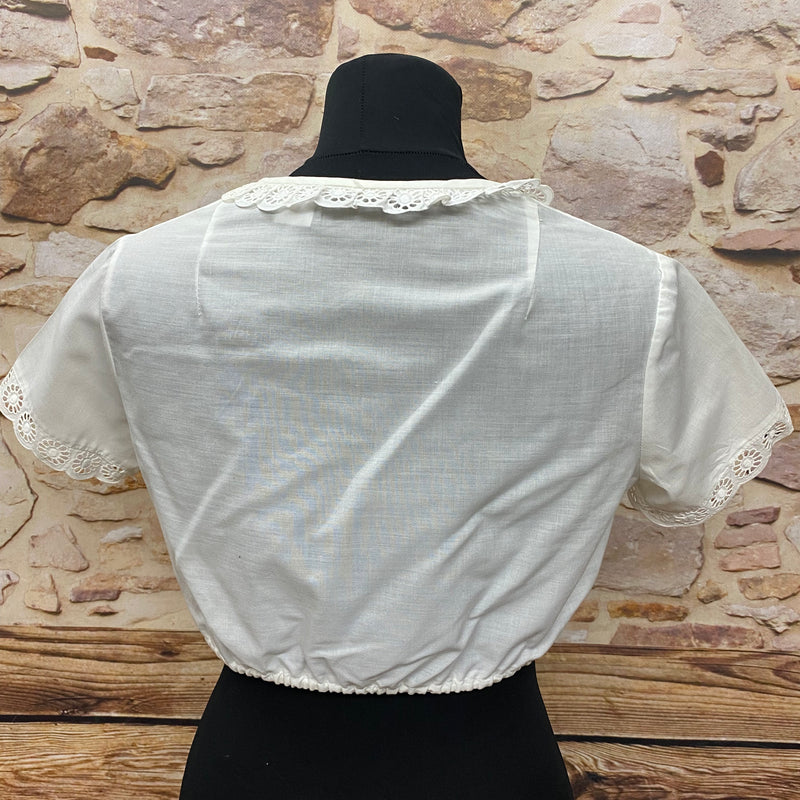Dirndlbluse Damen Größe 42 – offwhite, hochgeschlossen, vintage
