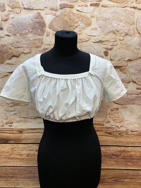 Vintage Dirndlbluse weiß - 1980er, Gr.40