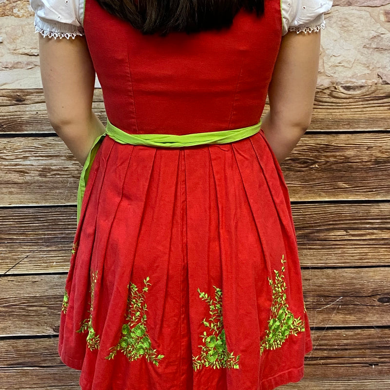 Vintage Dirnd rot mit grüner Schürze Gr.34