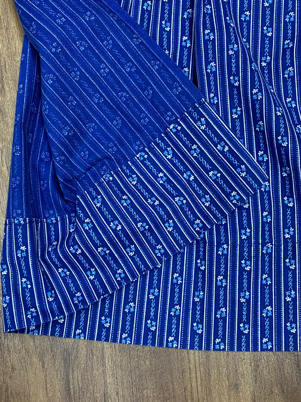 Dirndl-Schürze Damen – Blau mit weißen und hellblauen Blumenranken, 67 cm, Baumwolle, vintage