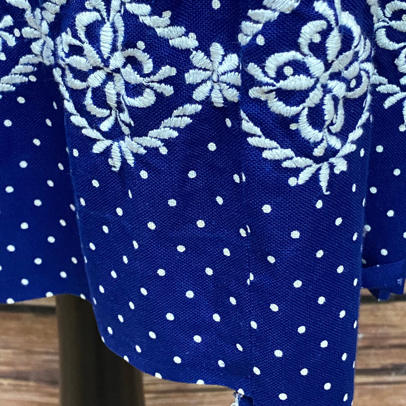 Vintage Dirndl Blau Weiß Balkonett Gr.46