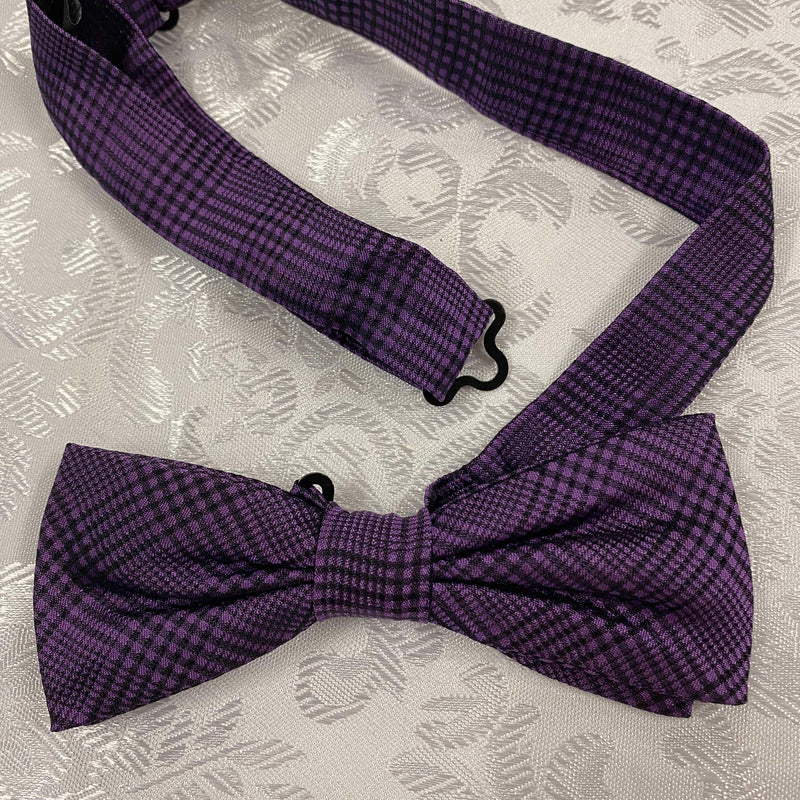 Vintage Fliege in Violett mit Karomuster