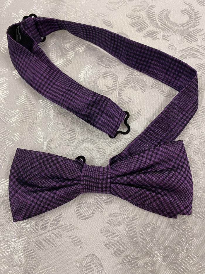 Vintage Fliege in Violett mit Karomuster