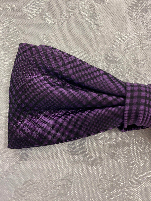 Elegante Vintage Fliege in Violett mit Karomuster