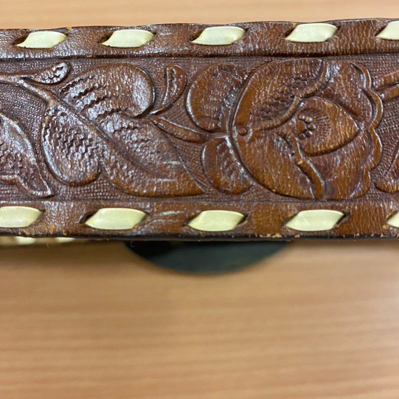 Western-inspirierter Vintage-Gürtel mit Calgary-Schnalle - Echtleder