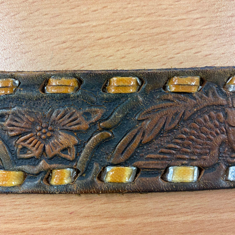 Vintage Leder-Gürtel mit Motorrad-Motivschnalle