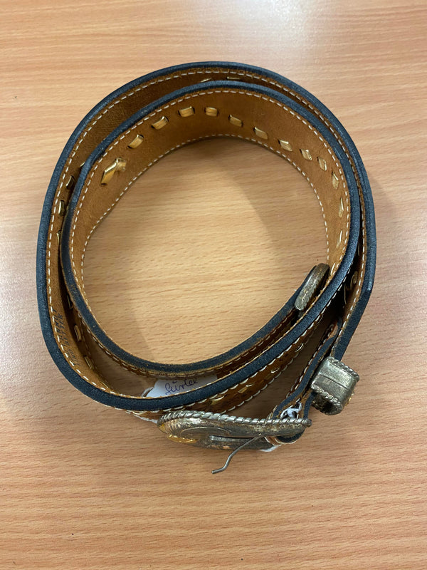 Vintage-Ledergürtel mit floral verzierter Schnalle