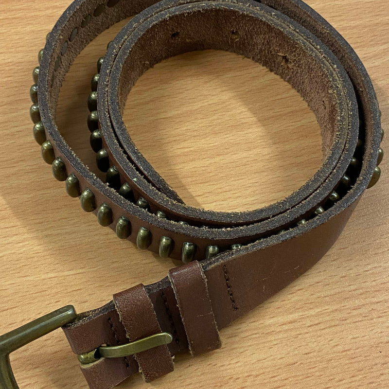 Vintage Ledergürtel mit Metalleinsätzen