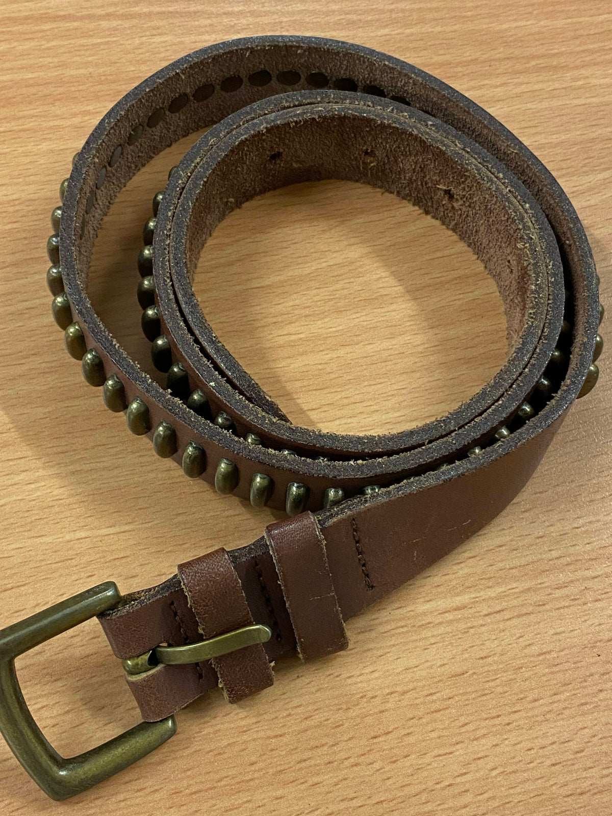 Vintage Ledergürtel mit Metalleinsätzen
