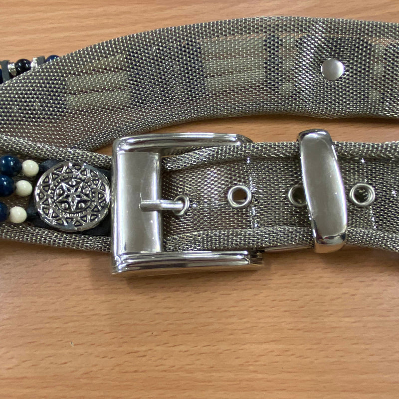 Vintage 70er Jahre Silber Mesh Designer Gürtel