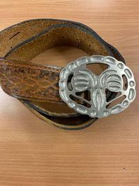 Vintage Leder-Gürtel mit barockem Metallverschluss