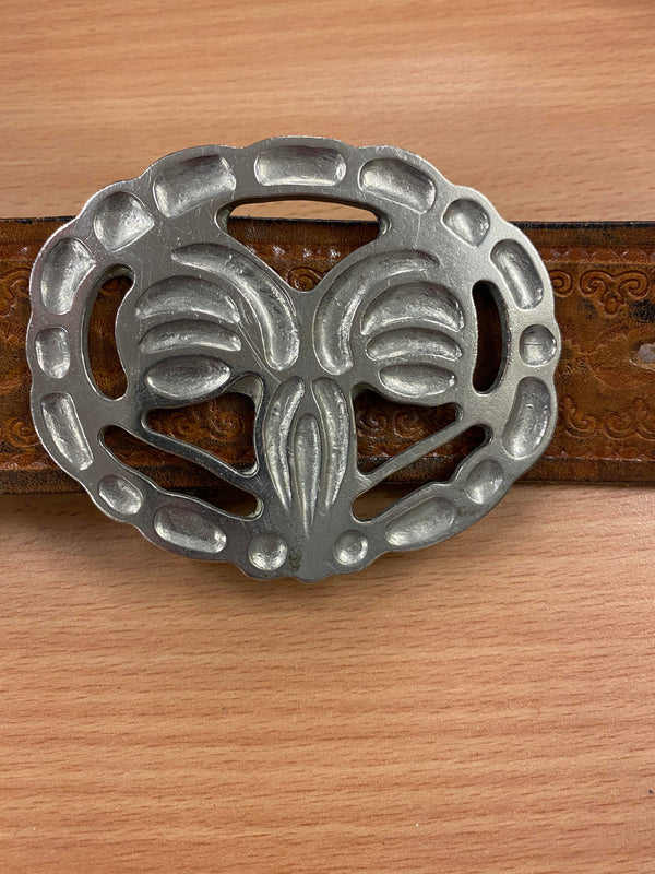 Vintage Leder-Gürtel mit barockem Metallverschluss
