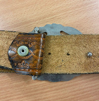 Vintage Leder-Gürtel mit barockem Metallverschluss