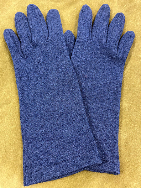 Elegante Kurze Damenlederhandschuhe in Dunkelblau – Größe M, Vintage