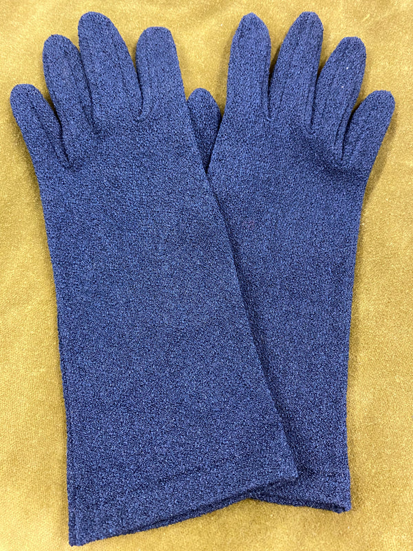 Elegante Kurze Damenlederhandschuhe in Dunkelblau – Größe M, Vintage