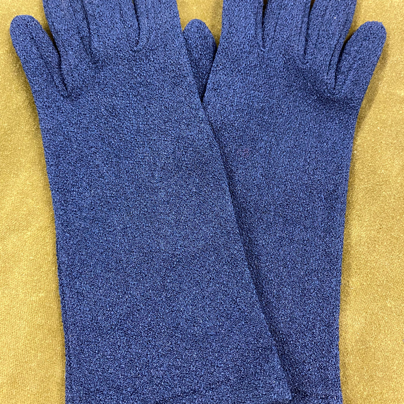 Elegante Kurze Damenlederhandschuhe in Dunkelblau – Größe M, Vintage