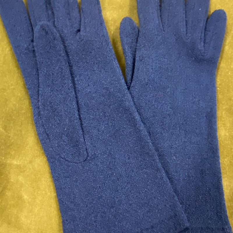 Elegante Kurze Damenlederhandschuhe in Dunkelblau – Größe M, Vintage