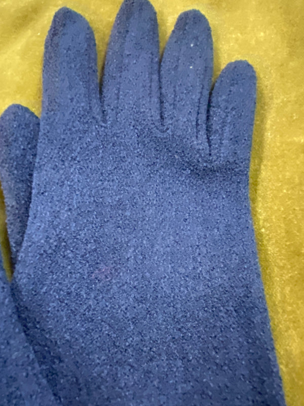 Elegante Kurze Damenlederhandschuhe in Dunkelblau – Größe M, Vintage