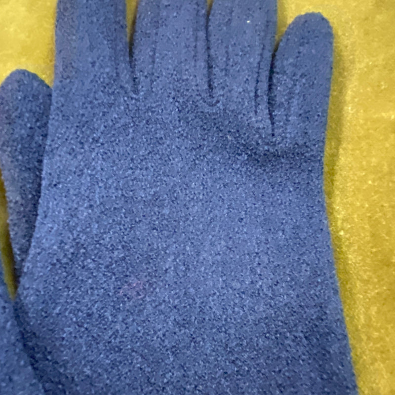 Elegante Kurze Damenlederhandschuhe in Dunkelblau – Größe M, Vintage