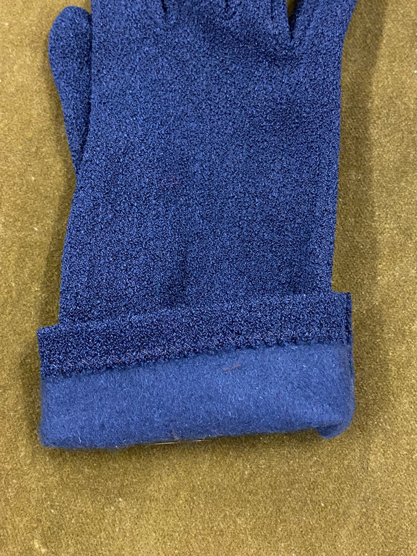 Elegante Kurze Damenlederhandschuhe in Dunkelblau – Größe M, Vintage