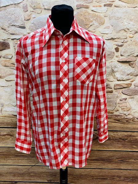 Vintage-Karohemd von Malinò – Rot-Weiß, Gr.42