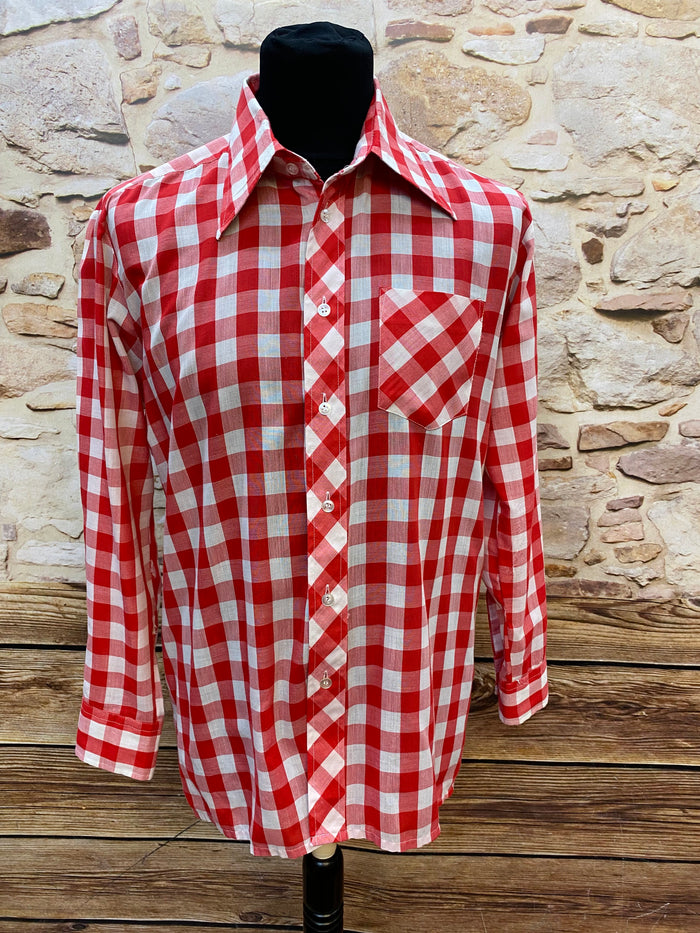 Vintage-Karohemd von Malinò – Rot-Weiß, Gr.42