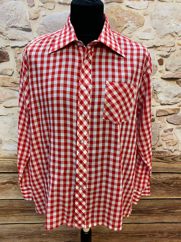  Rot-Weiß Karohemd – Vintage Gr.44