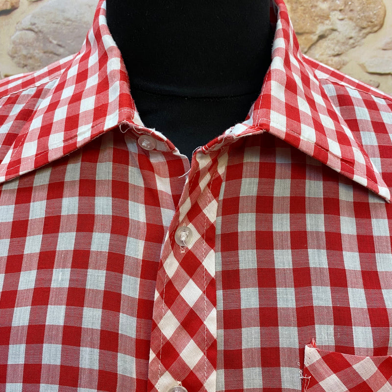 Klassisches Rot-Weiß Karohemd – Vintage Gr.44