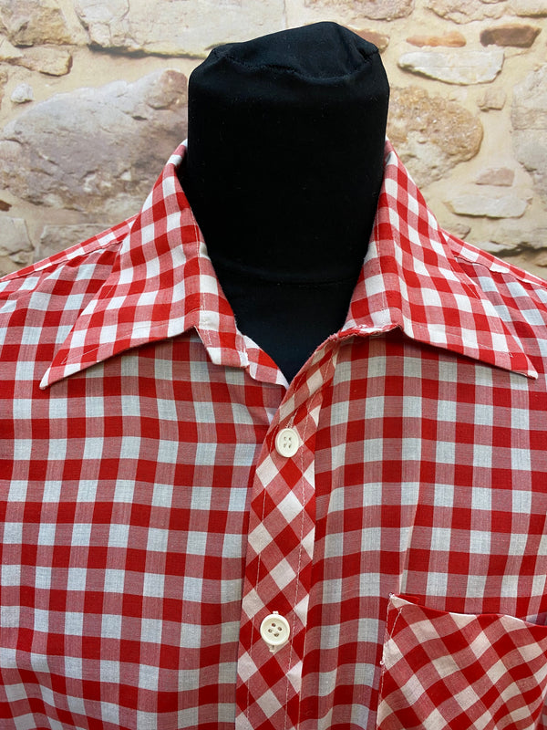 Vintage Karohemd in Rot und Weiß, Größe 43