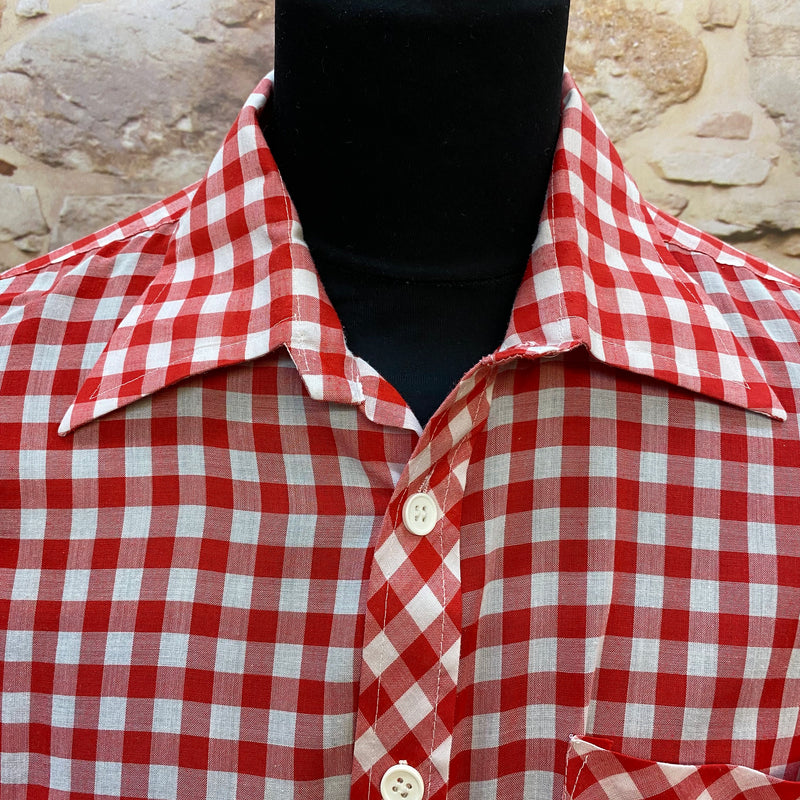 Vintage Karohemd in Rot und Weiß, Größe 43