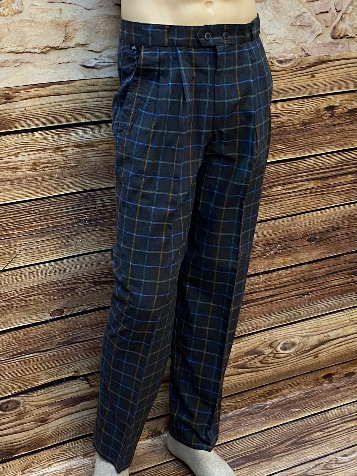 Vintage Hose mit Bundfalten Gr.50 Herren Kariert, ungetragen