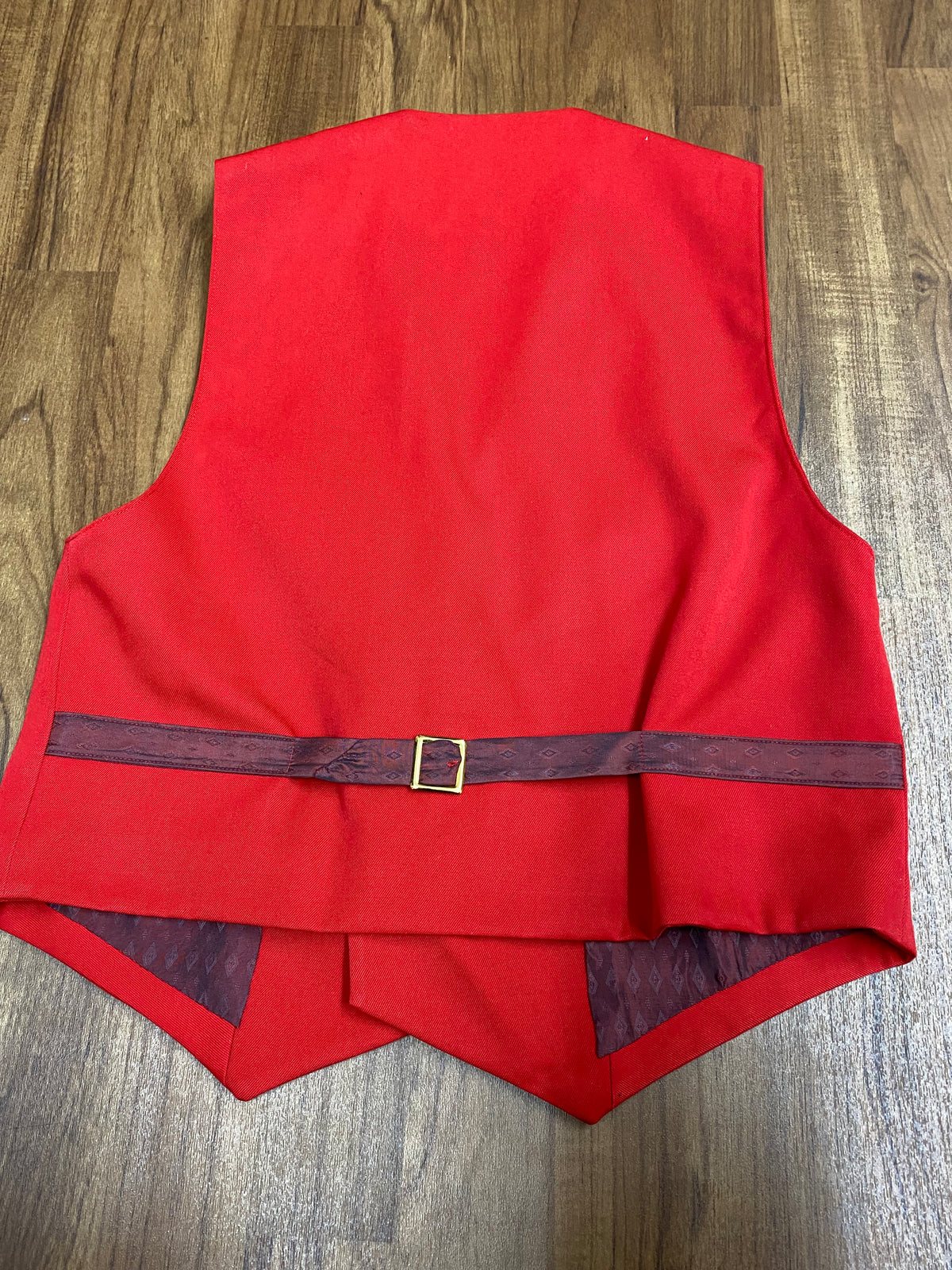 Petit gilet rouge vintage à col revers foncé, double boutonnage, taille 44 