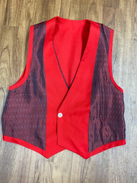 Petit gilet rouge vintage à col revers foncé, double boutonnage, taille 44 