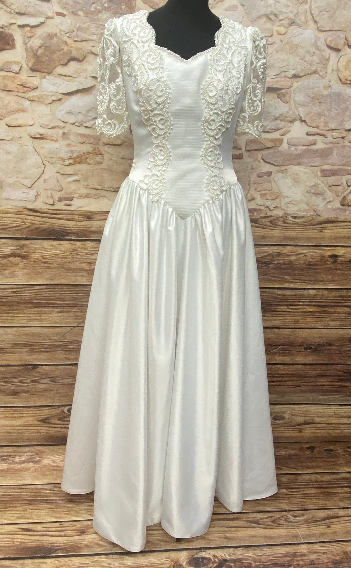 vintage brautkleid hochzeitskleid lang perlen pailetten hochzeit