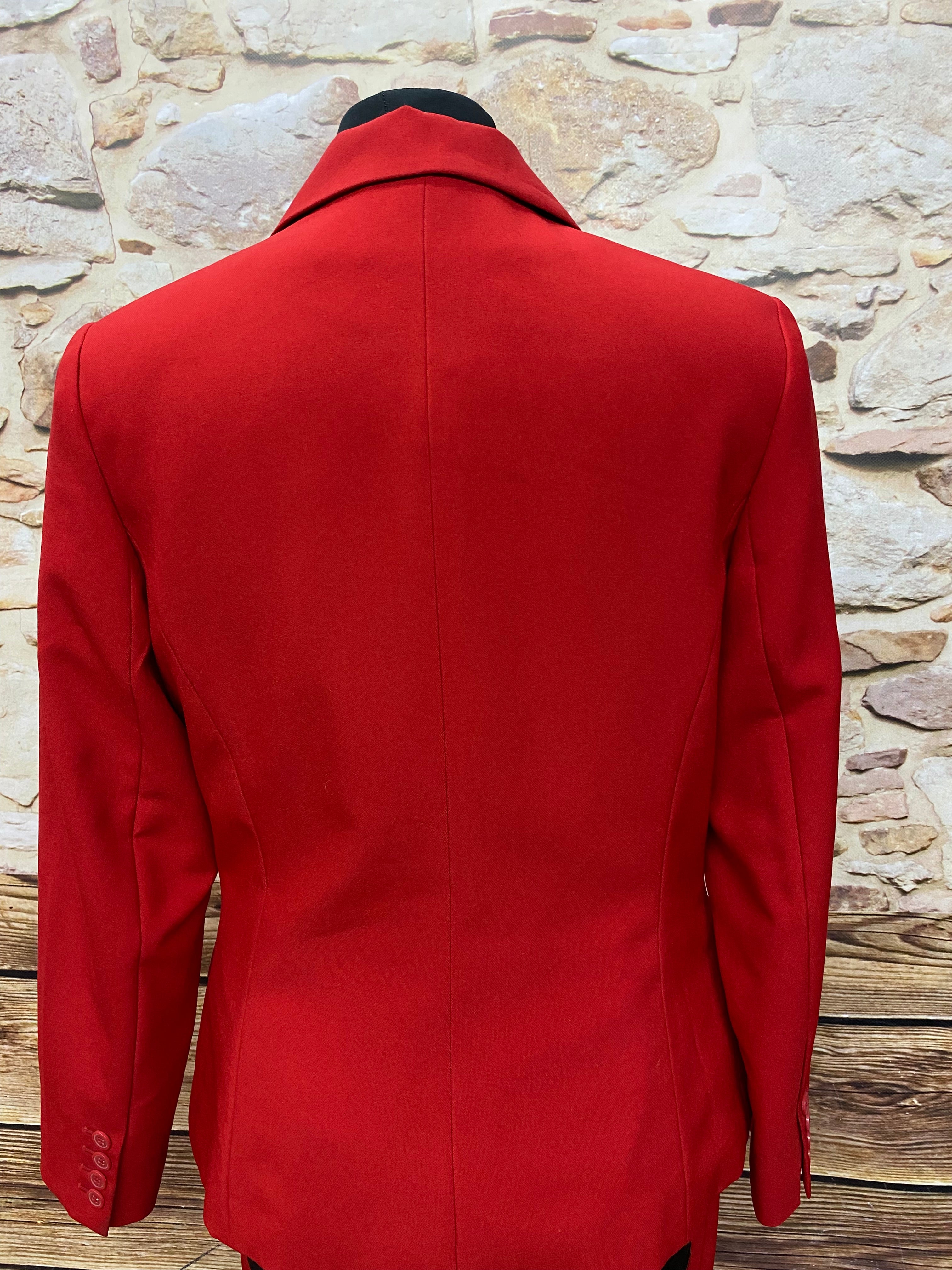 Roter Hosenanzug Damen Elegant 2 Teiler Blazer und Anzughosen Zweiteilig Gr.38