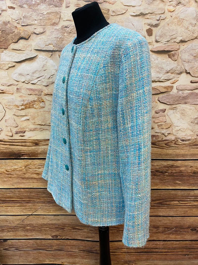 Vintage Bouclé-Jacke in Türkis – 60er Jahre