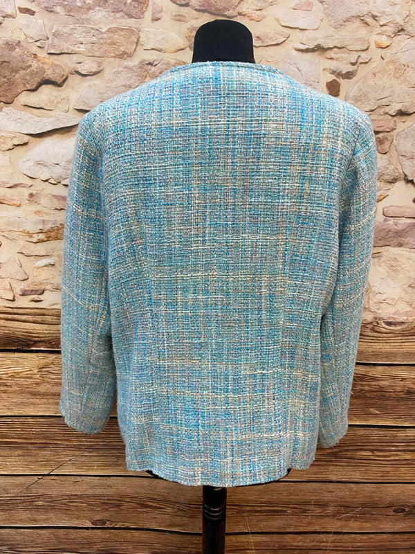 Vintage Bouclé-Jacke in Türkis – 60er Jahre